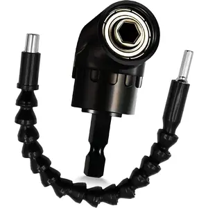 Angle Drill Attachment 1/4inch Hex Shank Right Angle Screwdriver Drill Bit Holder 105 Degree Drill Bit Extension Socket Adapter+ Flexible Drill Bit