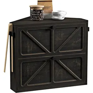 Vintage Corner Bread Box for Counter,-Layer Bamboo Bread Bin, Large Capacity Rustic Farmhouse Bread Holder, Breadbox Organizer for Cabinet (Black, Medium)
