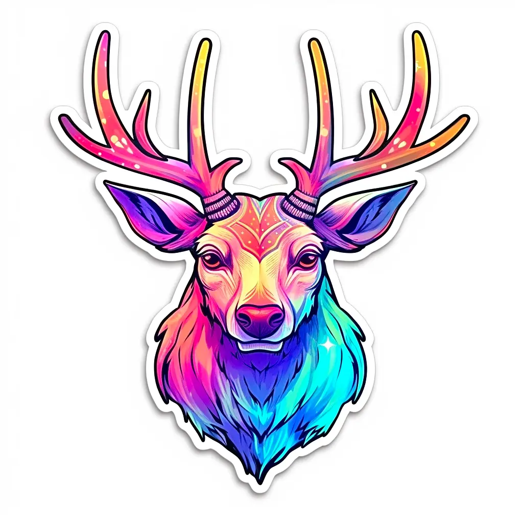 Graceful Deer with big antlers Vinyl Decal Sticker for Car, Laptop, tumbler, more. # 0011253