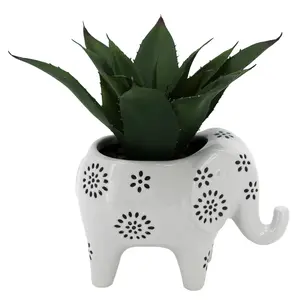 Mainstays 7.5" Artificial Agave Plant in White Ceramic Elephant Planter