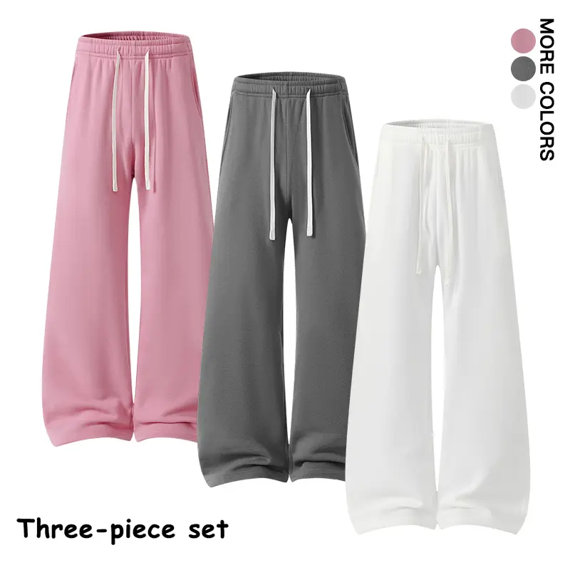 #SohoChic  Women's Drawstring Wide Leg Sweatpants 3 Pack, Relax Fit Casual Pants for Travel Daily Wear
