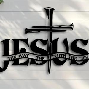 jesus wall art, 1 count metal cross christian home decor, wall hanging decor for living room bedroom,    religious