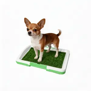 Dog Toilet with Artificial Grass, Non-slip Design, Snap-on Lid, Detachable Structure, Easy to Clean, Cleaning, Can Hold Puppy Pads, Suitable for Small Dogs and Cats