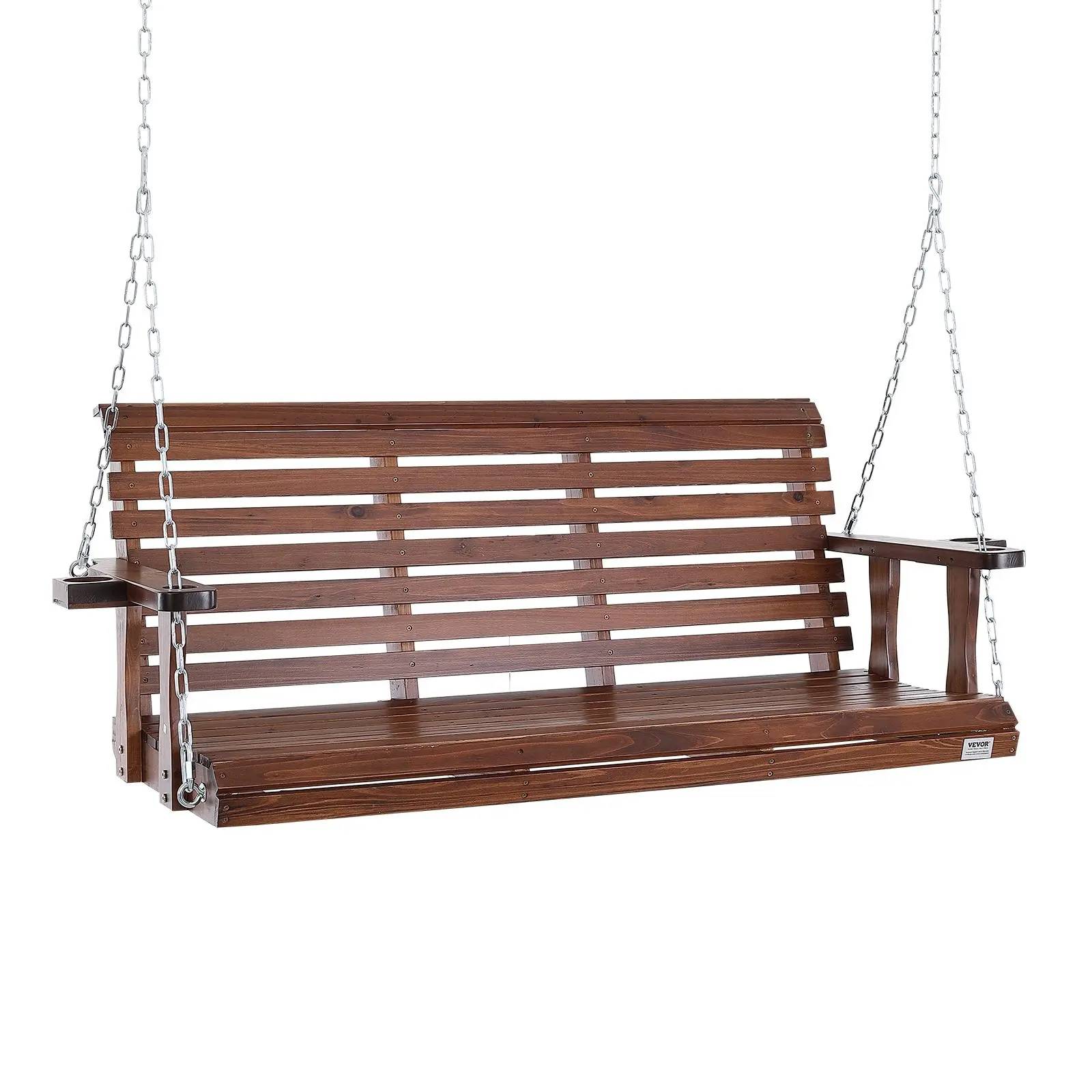 【Summerfinds】VEVOR Wooden Porch Swing 5.5 ft, Patio bench swing for Courtyard & Garden, Upgraded 880 lbs Strong Load Capacity, Heavy Duty Swing Chair Bench with Hanging Chains for Outdoors, Brown