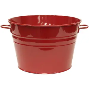 HIT  15.5 x 10 in. Enameled Galvanized Steel Planter & Tub, Red