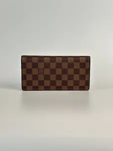 Pre-owned Louis Vuitton calfskin WOC Emilie Wallet brown Damier Ebene