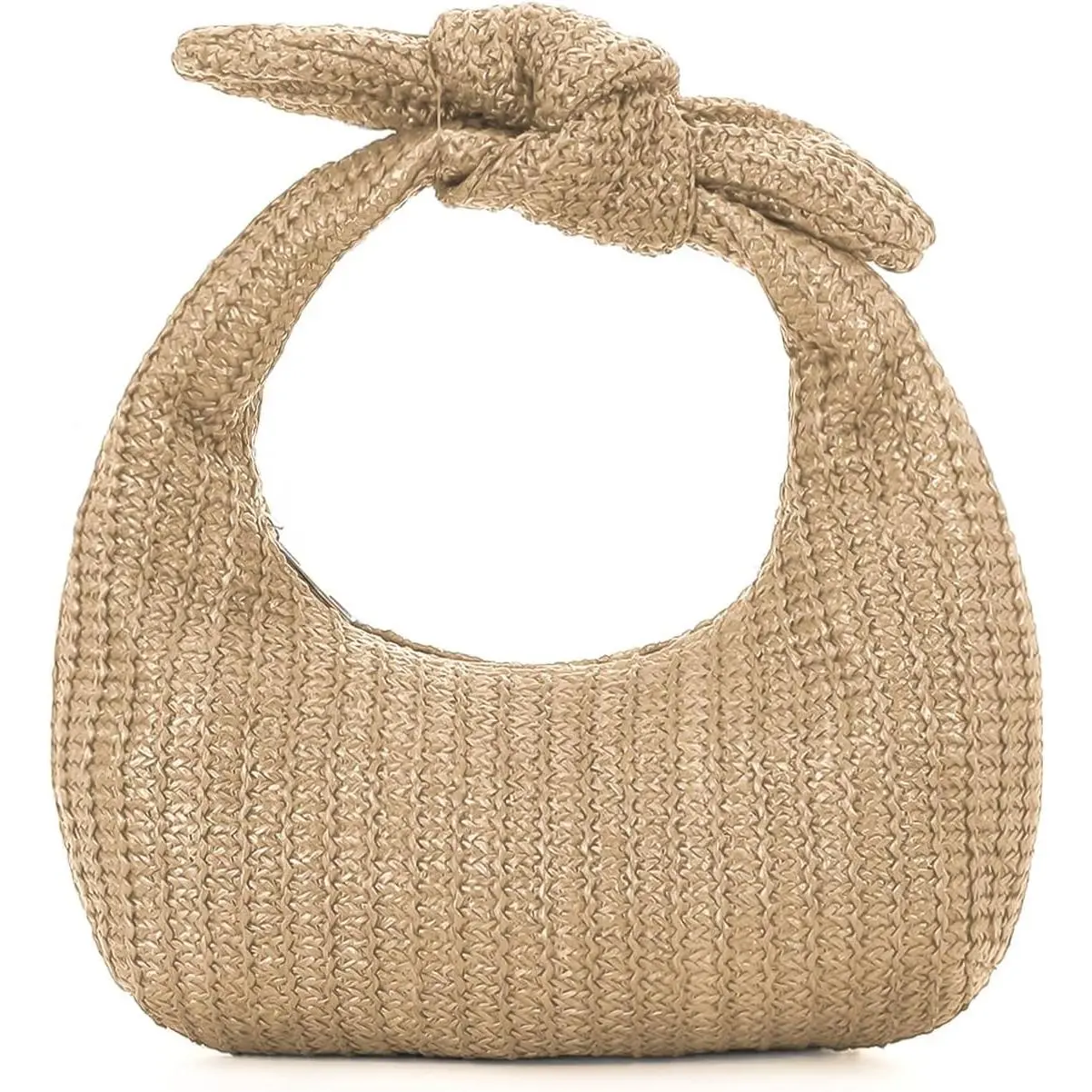 Knotted Straw Clutch Purses for Women, Summer Beach Bag, Dumpling Evening Clutch Handbags for Formal Party Wedding