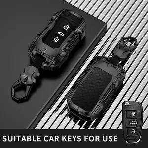 Car Remote Key Fob Cover with Stylish Design, Compatible with Audi Tt A6 C6 A4 A5 A7 A3 Q3 Rs3 Rs6 Q2 Q7 S3 S7 S8, Durable Zinc Alloy Protection, Car Key Protector