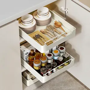 Pull Out Cabinet Organizer, Slide Out Drawers for Kitchen Cabinets, Roll out Shelf Storage for Kitchen Base Cabinet Organization, Under Sink, Pantry, Bathroom