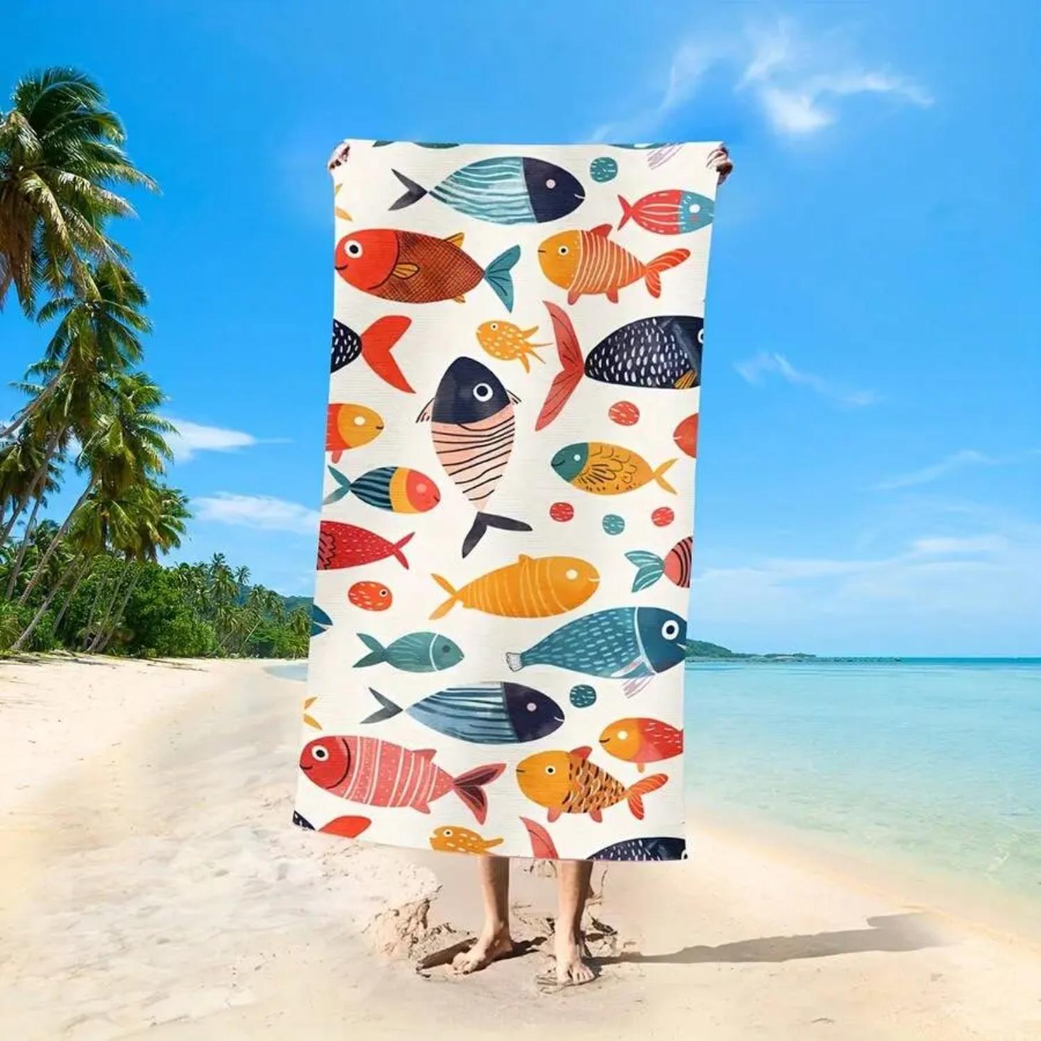 Colorful Fish Oversized Beach Towel For Men And Women, Extra Large Pool Swimming Bath Towels, Lounge Chair Towel, Beach Towels For Adults
