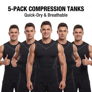 5-Pack Compression Tanks Quick-Dry & Breathable Menswear Top for Men