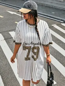 Women's Casual Fitted Dress, All-Season Graphic Leopard Pattern, Comfortable Daily Wear, Sporty & Versatile Design, New Trendy Style