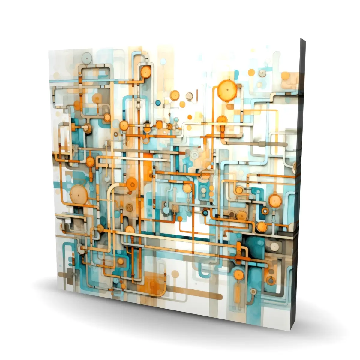 24x24 in. Pictorem C1RC2424HEZWUJ "Like Clockwork" Artistic Modern Orange Wall Art Print, Soothing Room Decor, Thoughtful Home Supplies Gift