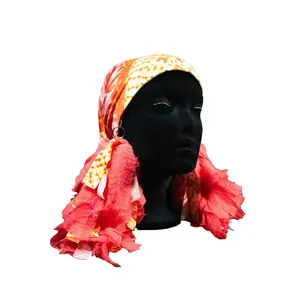 Orange, Yellow+, Loc Soc, Fabric Fringe Earrings set, Boho Earrings, Frayed Tassel Earrings,  Shabby Chic Earrings, Frayed Fabric Earrings