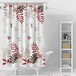 Leaf Shower Curtain Liner, 4g Peva Waterproof Plastic, 71x71 Inches, Metal Grommets, Magnetic Weights, 12 Hooks