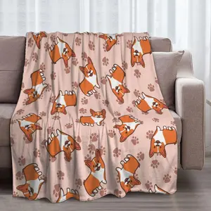 corgis Throw blanket.  soft and fuzzy for couch bed.  comfortable picnic blankets, personalized travel and beach blankets suitable for all seasons