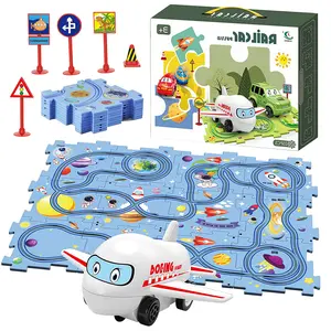 25 PCS Puzzle Racer Kids Car Track Set Puzzle Race Track Car Set Toys for Boys And Girls Dinosaur And Space Orbit Puzzle Toy Electric Car Puzzle Tracks Car Toys for Kids