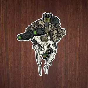 Skull Warrior Night Vision Helmet Sticker, Special Ops Tactical Vinyl Decal, Sticker Vinyl Waterproof, Vinyl 2x2 to 6x6inch