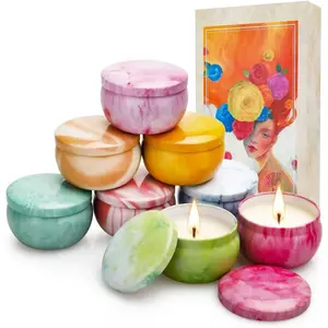 Candles, 8 Pack Artistic Floral & Fruity Candle Gift Set for Women, Paris-Inspired Oil Painting Gift Box, Scented Soy Wax Aromatherapy Candles, Beautiful Valentines Holiday Gifts for Cozy Home Décor