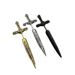 Gothic Vintage Sword Stud Earrings Creative Cross Dagger Earrings Dark Punk Fashion Jewelry for Women Unique Design Black