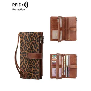 Fashion Leopard Pattern Zipper Long Wallet, CasualVersatile Stylish Wallet for Women, Trendy All-match &Exquisite Wallet for Birthday Gift，Christmas Gift, Valentine's Day Gift, Ideal Gift, Fashionable Wallet, Durable Fashion Wallet