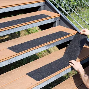 Non-Slip Outdoor Stair Treads, 10cmx81cm (10pcs), Industrial Strong Adhesive Step Pads with Pre-Cut Anti-Slip Tape