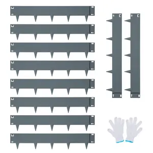 GAOMON Galvanized Steel Landscape Edging 10-Pack,Metal Edging for Landscaping with Stakes,Bendable Garden Edging Border for Garden Yard Pathway Divider,Gray Patio Outdoor