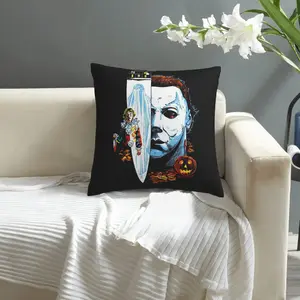 Michael Myers Halloween Throw Pillow Cover 18x18in - Double-Sided, Soft Short Plush, Zippered, Machine Washable - for Living Room & Bedroom Decor