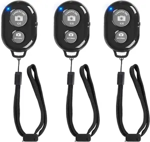 Wireless Remote Shutter for Cellphones and Tablets (3 Pack),  Bluetooth Remote for Iphone/Android Camera Control, Selfie Clicker for Photos and Videos - Wrist Strap Included