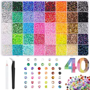 36000Pcs 40 Colors Jelly Synthetic Rhinestones for Bedazzling, 3mm Multicolor Resin Flatback Synthetic Gems for Diamond Art, Bedazzler Kit for Crafting Book Shoes Nail Art