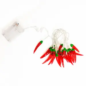 Perfect Holiday Chili Pepper String Lights Cozy Decorative Lighting Battery Operated 20 LED Warm White Indoor 6FT