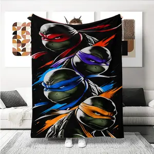 Ninja Turtle Pattern Flannel Blanket, Christmas Gift Blanket, Soft Comfortable Throw, Travel Sofa Bed, Office Home Decor, Birthday Present, Soft Lightweight Blanket