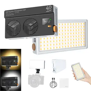 PB40R On-Camera Fill Light with 6 Filters Dual-Color RGB CRI95+ 40W Power Adjustable 2500K-9000K Ultra-Portable Type-C Fast Charging for DSLR Video Recording Photography Lighting Kit