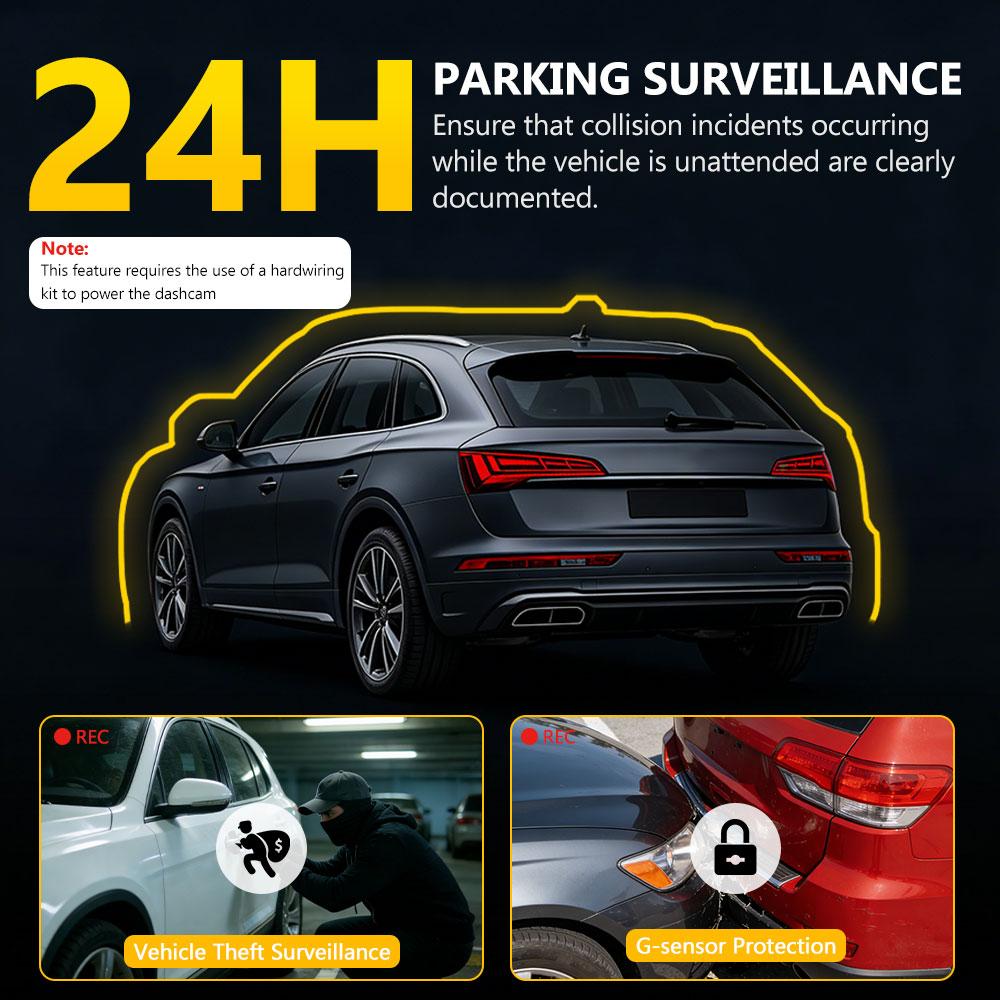 4 Channel Dash Cam 1080P FHD 360° Surround View, 3.18" IPS Display, Built-in 2.4GHz WiFi App Control, WDR, Loop Recording, Reverse Assist, 4 Lens Front Rear Inside Left Right Car Driving Recorder-YY