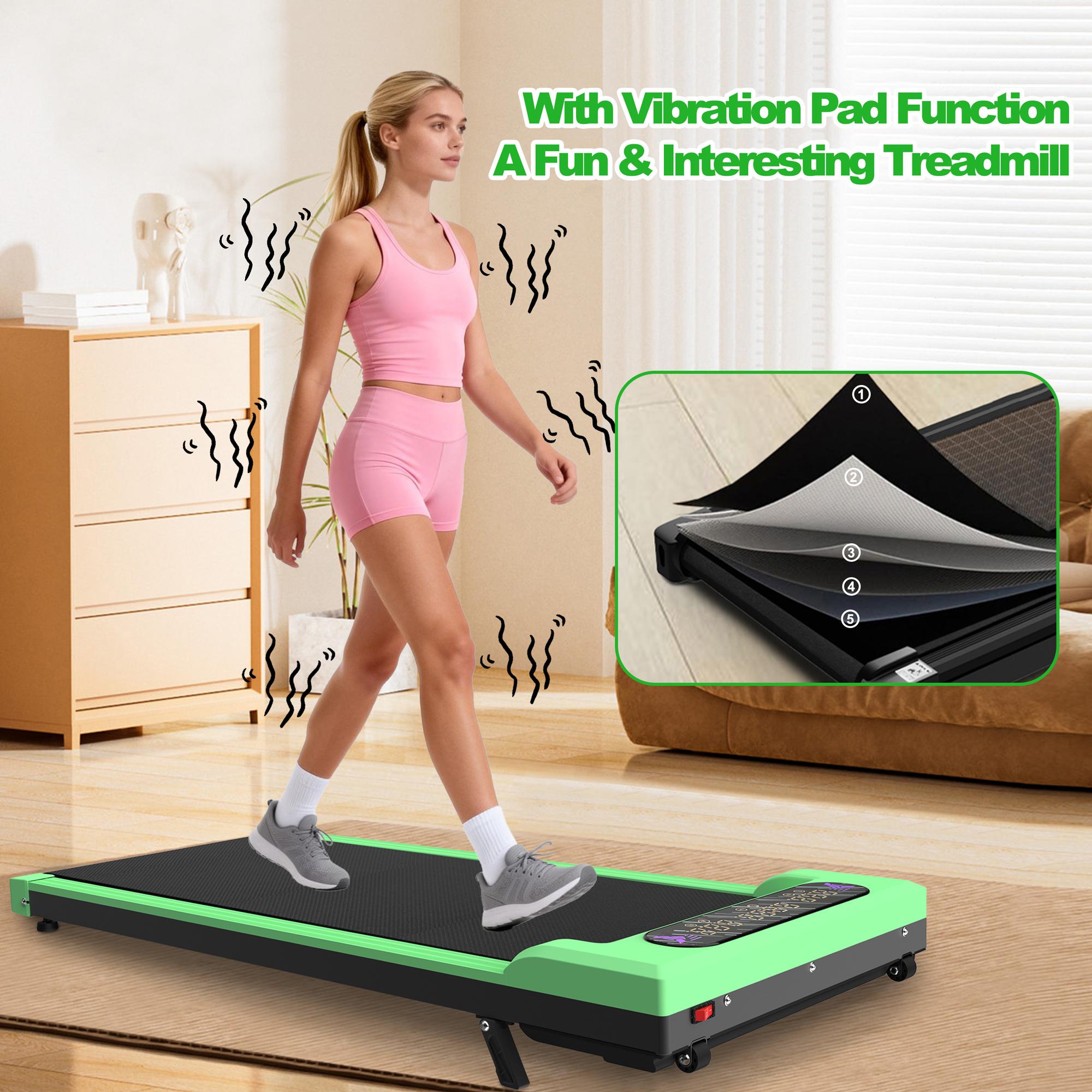 【KINMAC】Foldable Treadmill with Handle Bar & Incline 2 in 1 Upgrade Portable Under Desk Walking Pad Vibration Pad Remote Control for Home Office Small Spaces