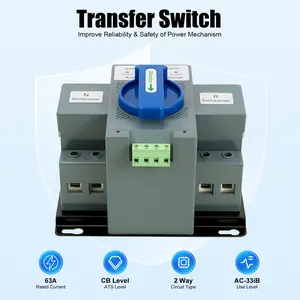 2P/63A Dual Power Automatic Transfer Switch for elevators, surveillance, firefighting, office buildings, household electricity, ports, terminals, banks