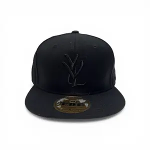 Fitted Black Hat with Opium Logo Embroidery and YVL Emblem