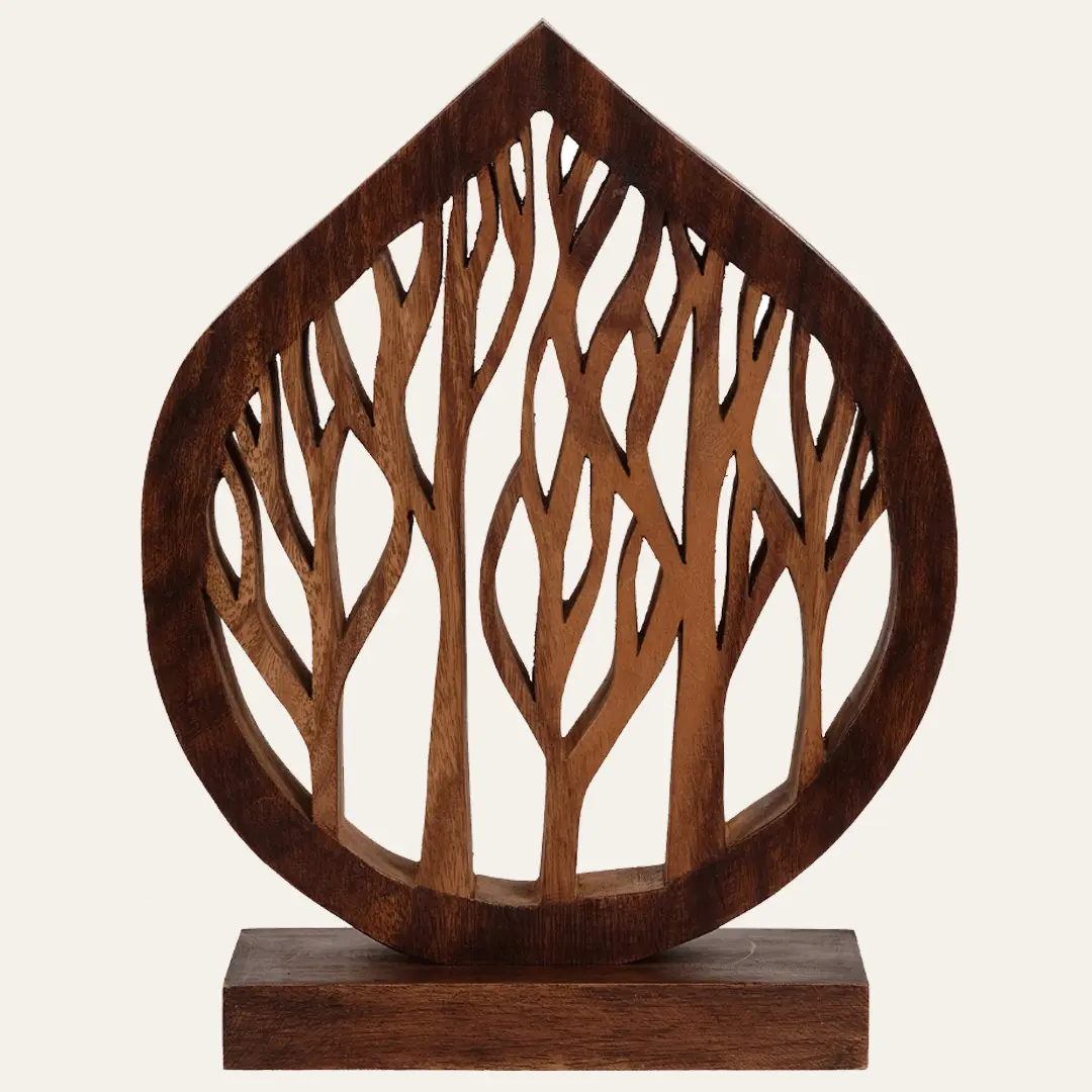 Wooden Tree Carving Sculpture - Handmade Solid Wood Artwork, Artistic Nature Ornaments, Home Decor Accent Gift