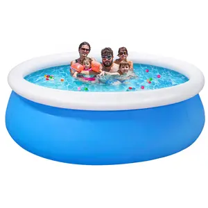 Round Inflatable Swimming Pool, 10' x 30", Fast Set, Blue Family Pool - Large Backyard Outdoor Blow-Up Summer Pool w/ Filter, 24-Inch Deep Water
