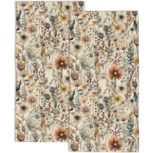 Vintage Flowers Hand Towels for,Boho Watercolor Floral Hand Set of 2,Face Washcloths Fingertip Towels Soft for Hotel Sport 14"X28"