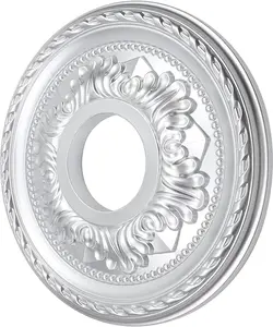 PU Ceiling Medallion 12"OD x3.5" ID White Chandelier Medallion Round Ceiling Fan Lighting Cover Decorative Ceiling Light Medallion Ring Cover Plate for Light Fixtures Ceiling Decoration