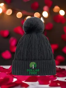DOLLAR TREE 2026 new model Multi Color Soft Fabric Pom Pom Winter Hat Warm Cozy Unisex Headwear with Universal Fit Versatile Cold Weather Accessory for All Genders & Outfits