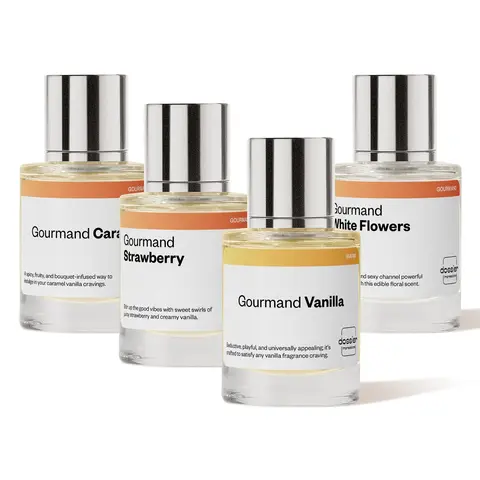 Everything Gourmand Bundle, Dossier, Women Perfume Bundle, 4x50ml, Gourmand Caramel, Gourmand Strawberry, Gourmand White Flower, Gourmand Vanilla