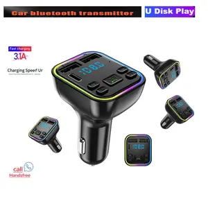 FM Transmitter Car Bluetooth Adapter with LED Display, Wireless Radio Music Adapter, USB Charging & Hands-Free Calling Audio Receiver Car Charger MP3 Player