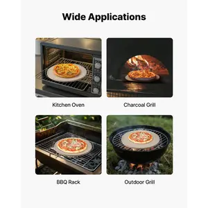 VEVOR Pizza Stone, 16 in Round Pizza Stone, 0.67 Thick Extra Large Baking-Stone with Rack Stand, 1450 Heat-Resistant Cooking Stones, for Kitchen Oven, Baking Pizzas, BBQ Grill