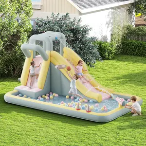 [DealsForYouDays][SummerWins] ALBOTT Inflatable Bounce House (with Inflatable Water Slide Bundle: Jumping Area, Climbing Wall, Splash Pool, Water Gun) – Indoor-Outdoor Jumper for Kids 3-12, Air Blower Included, Mother's Day Gift, Water Slide Inflatables