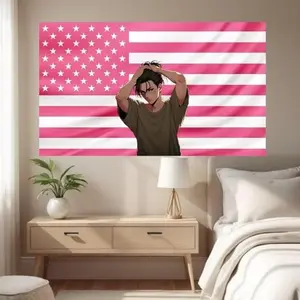Pink American Flag Eren Titan Tapestry – Attack on Titan Wall Art – Anime Bedroom Dorm Decor