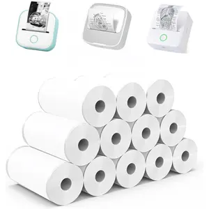 12 Rolls Mini Thermal Printer Self-Adhesive Sticker Paper, Mini Printer Sticker Maker Paper for Kids Instant Camera Refill Study Notes Photo DIY Scrapbooking, 57x25mm, White