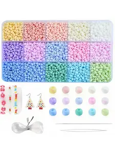 3mm 5200 Beads Set, 15 Colors Macaron Seed Beads Kit, Seed Bead Mix, DIY Jewelry Making Supplies, Friendship Bracelet, Holiday Gift, Keychain Accessories