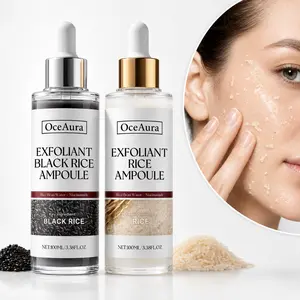 Rice Ampoule Skincare Set, Black Rice & Rice Facial Serum Duo, Brightening Exfoliating Moisturizing Essence, Niacinamide Peptides Caffeine Collagen Face Serum, Korean Style Glow Skin Care for Dry Dull Skin, All Skin Types